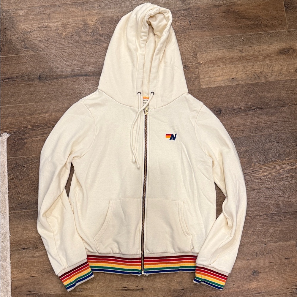 Aviator Nation Hoodie with Rainbow Trim